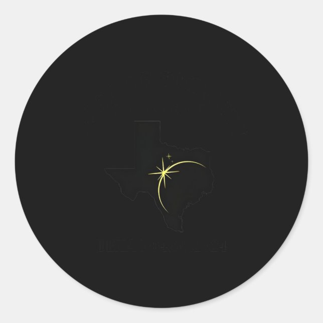 Adesivo Redondo Mapa Do Texas Path Of Totality 04.08.2024 Total So (Frente)