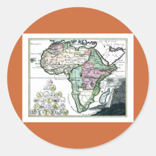 Adesivo Redondo Mapa do Vetus 1720 na África