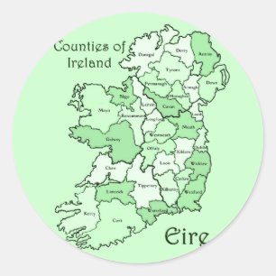 Adesivo Redondo Mapa dos condados da Irlanda