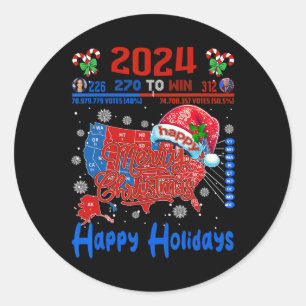 Adesivo Redondo Mapa Eleitoral 2024 Merry Christmas Trump Landslid