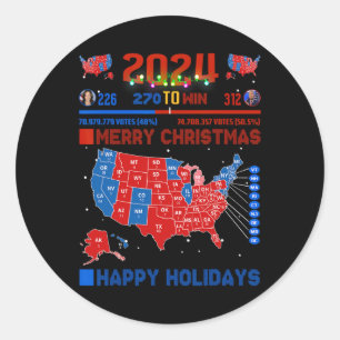 Adesivo Redondo Mapa Eleitoral 2024 Merry Christmas Trump Landslid