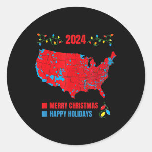 Adesivo Redondo Mapa Eleitoral 2024 Merry Christmas Trump Landslid