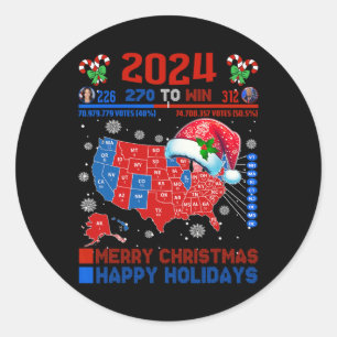 Adesivo Redondo Mapa Eleitoral 2024 Merry Christmas Trump Landslid