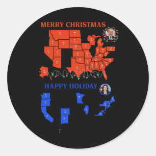 Adesivo Redondo Mapa Eleitoral 2024 Merry Christmas Trump Landslid