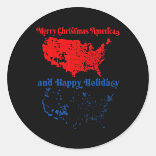Adesivo Redondo Mapa Eleitoral 2024 Merry Christmas Trump Landslid