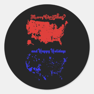 Adesivo Redondo Mapa Eleitoral 2024 Merry Christmas Trump Landslid