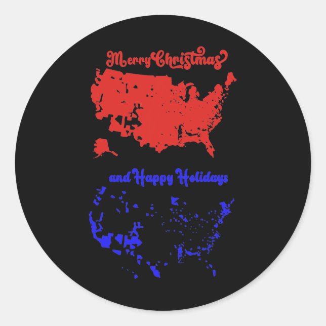 Adesivo Redondo Mapa Eleitoral 2024 Merry Christmas Trump Landslid (Frente)