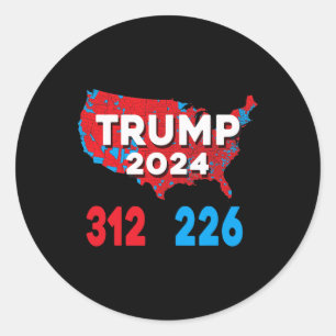 Adesivo Redondo Mapa Eleitoral 2024 Trump 312 Eleições Vermelhas 2