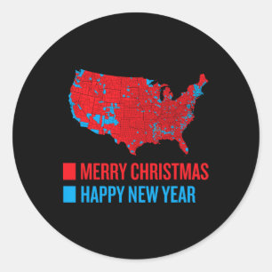 Adesivo Redondo Mapa eleitoral exato Feliz Natal Novo Ye feliz