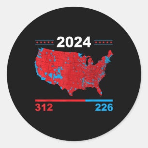 Adesivo Redondo Mapa Eleitoral Trump 312 Red 2024 Resultados Eleit