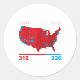 Adesivo Redondo Mapa Eleitoral Trump 312 Red 2024 Resultados Eleit
