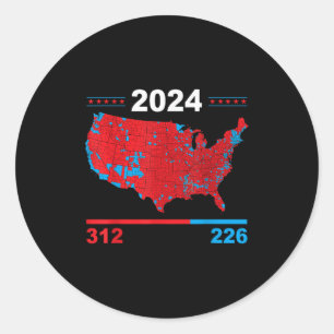 Adesivo Redondo Mapa Eleitoral Trump 312 Red 2024 Resultados Eleit