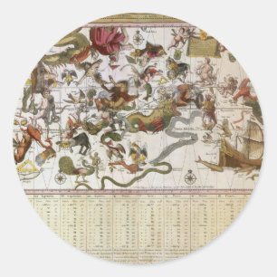 Adesivo Redondo Mapa Estelar Vintage Constellation por Backer e Br