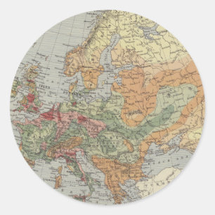 Adesivo Redondo Mapa europeu da densidade populacional  