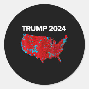 Adesivo Redondo Mapa Exato Dos Resultados Eleitorais De 2024 Trump