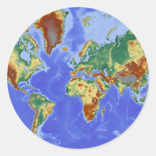 Adesivo Redondo Mapa Internacional da Geografia Mundial