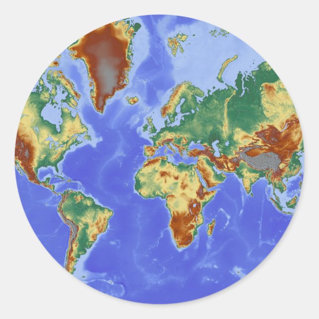 Adesivo Redondo Mapa Internacional da Geografia Mundial (Frente)