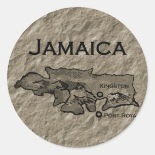 Adesivo Redondo Mapa Jamaica (vintage)