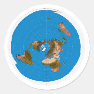 Adesivo Redondo Mapa liso da terra - projeção equidistante