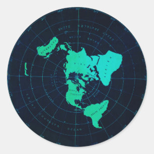 Adesivo Redondo Mapa liso da terra (projeção equidistante