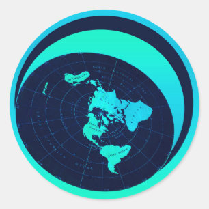 Adesivo Redondo Mapa liso da terra (projeção equidistante