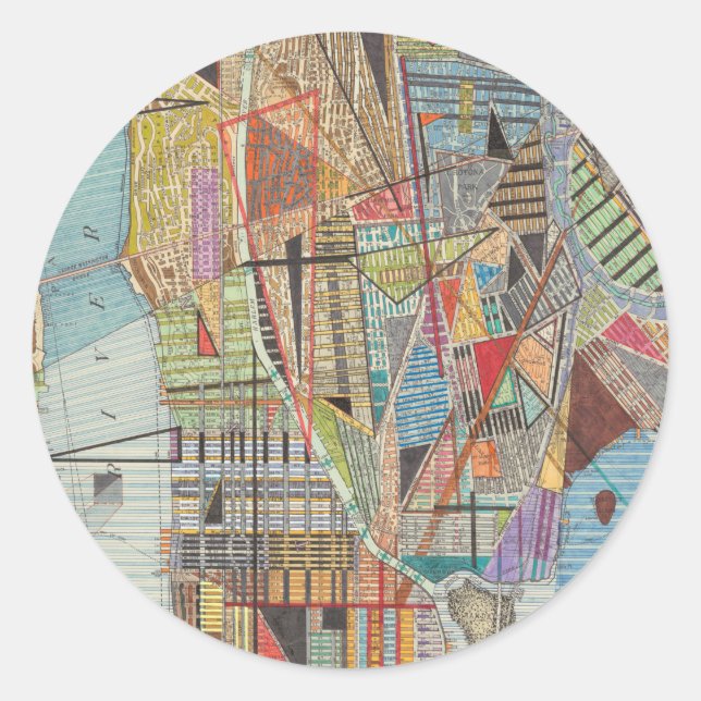 Adesivo Redondo Mapa Moderno de Nova Iorque I (Frente)