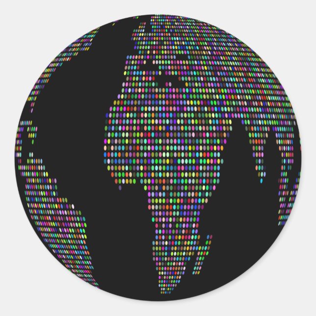 Adesivo Redondo mapa mundial do planeta Terra (Frente)