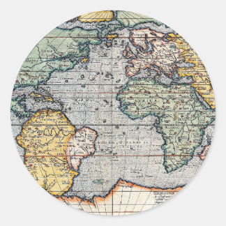 Adesivo Redondo Mapa Mundial do Século XVI