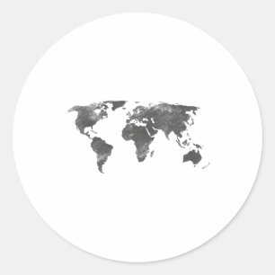 Adesivo Redondo Mapa Mundial Em Cinzas, O Mundo Mapas _1