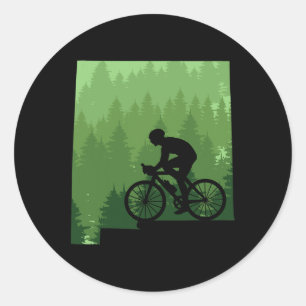 Adesivo Redondo Mapa Nova México Ciclista De Montanha Bicicleta Ci