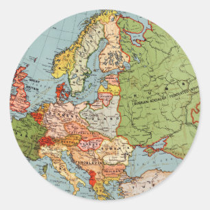 Adesivo Redondo Mapa Padrão do Bacon do Século 20 da Vintage na Eu