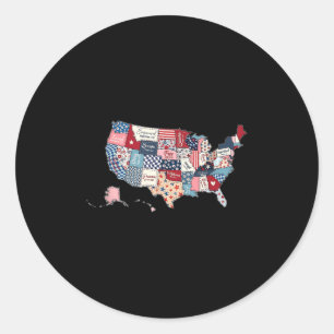 Adesivo Redondo Mapa Patriótico dos Estados Unidos Bandeira Americ