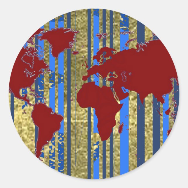 Adesivo Redondo Mapa Planisphere-Mundo (Frente)