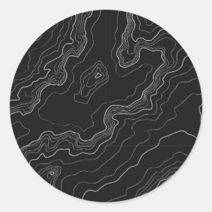 Adesivo Redondo Mapa preto e branco da topografia