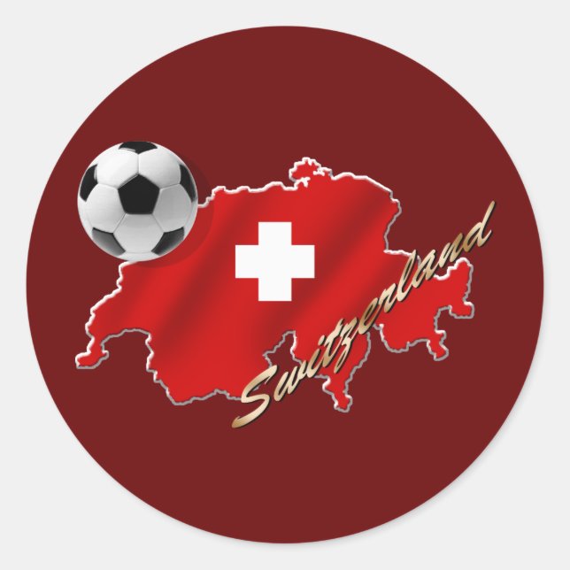 Adesivo Redondo Mapa suíço de presentes de futebol Suiça (Frente)