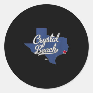 Adesivo Redondo Mapa Tx do Texas Crystal Beach