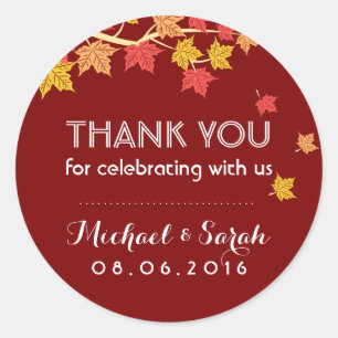 Adesivo Redondo Mapas de outono vermelhos - Obrigado Sticker