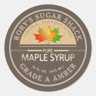 Adesivo Redondo Mapeamento Colorido Deixa Maple Syrup Kraft e Brow