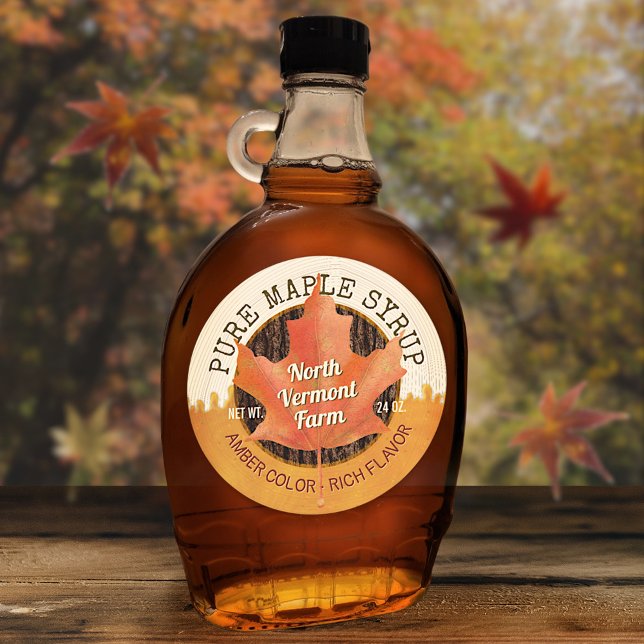 Adesivo Redondo Maple Syrup Fall Folha Personalizada de Rótulos de (Criador carregado)