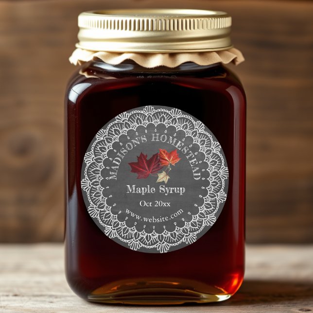 Adesivo Redondo Maple Syrup | Vinheta redonda clássica russa do pa (Criador carregado)