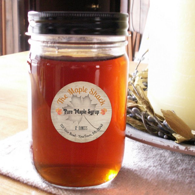 Adesivo Redondo Maple Xarope Maple Leaf Product Sticker (Criador carregado)