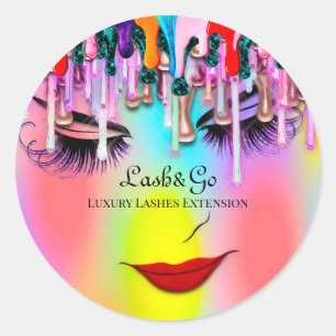 Adesivo Redondo Maquiagem Artista Lash Drives Extension Ombre Rain