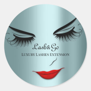 Adesivo Redondo Maquiagem Artista Lashes Produto Lábios Azul