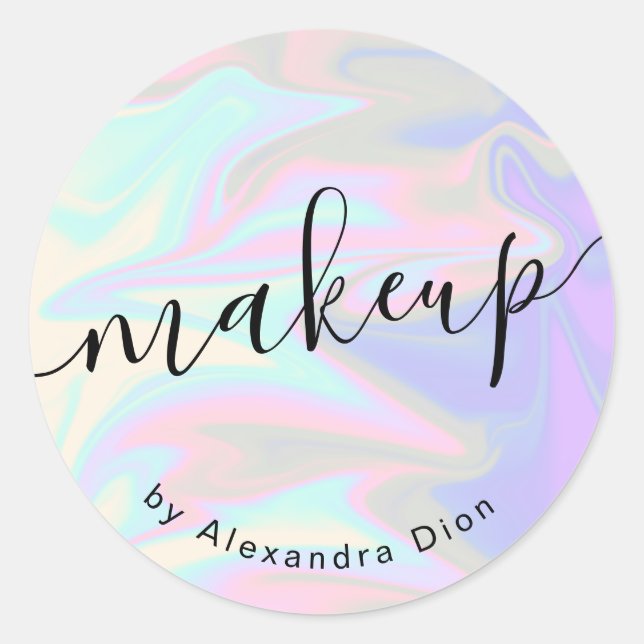 Adesivo Redondo maquiagem holográfica na moda moderna do pintinho  (Frente)