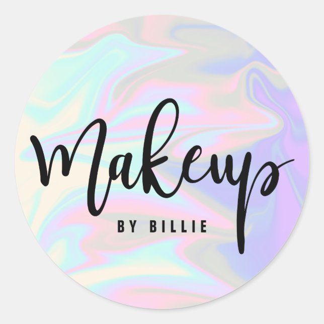 Adesivo Redondo maquiagem holográfica na moda moderna do pintinho  (Frente)