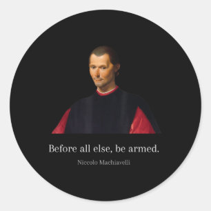 Adesivo Redondo Maquiavelli Cita Arte Da Guerra Sábio Maquiavélico