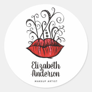 Adesivo Redondo Maquilhador gótico do estilo estranho do tatuagem