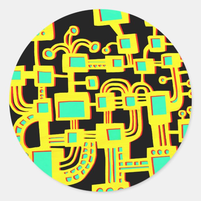 Adesivo Redondo Máquina alienígena (Frente)