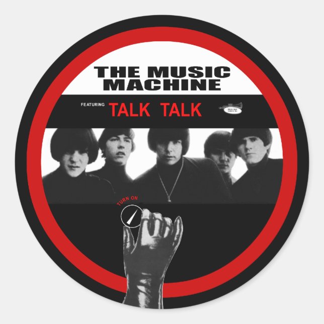 Adesivo Redondo Máquina da música: Gire sobre (Frente)