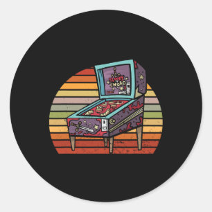 Adesivo Redondo Máquina de Arcade Retro Pinll Pinll Wizard Pinll W